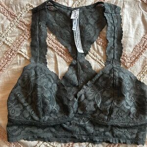 Lace Racerback Bralette — Charcoal Gray
